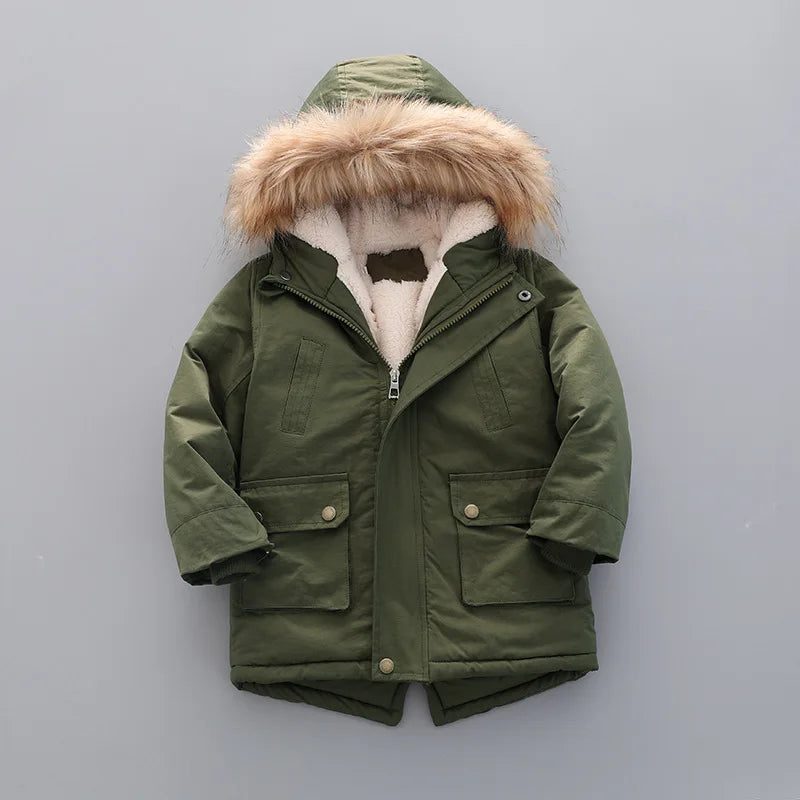 Kinder Winterjacke mit Kapuze & Fellkragen - Warm & Winddicht - 2-7 Jahre