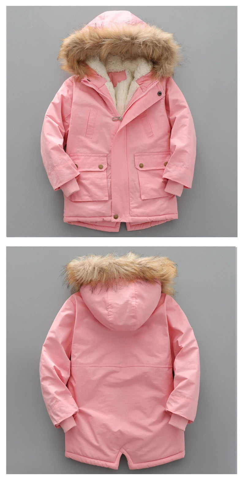 Kinder Winterjacke mit Kapuze & Fellkragen - Warm & Winddicht - 2-7 Jahre