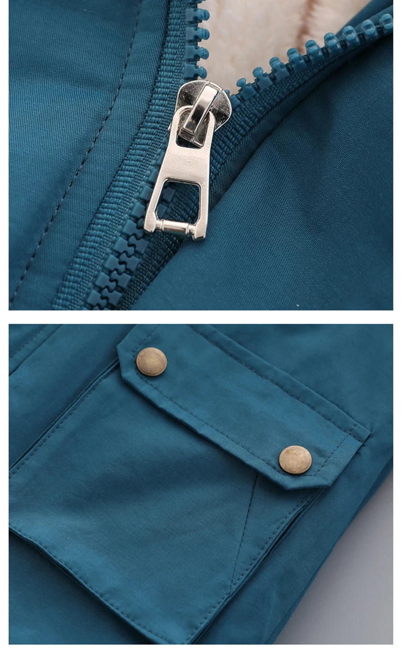 Kinder Winterjacke mit Kapuze & Fellkragen - Warm & Winddicht - 2-7 Jahre