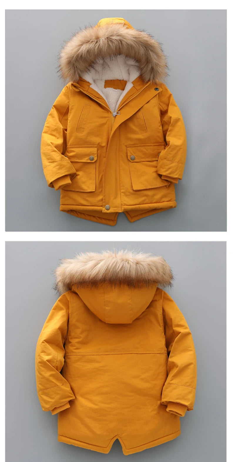 Kinder Winterjacke mit Kapuze & Fellkragen - Warm & Winddicht - 2-7 Jahre