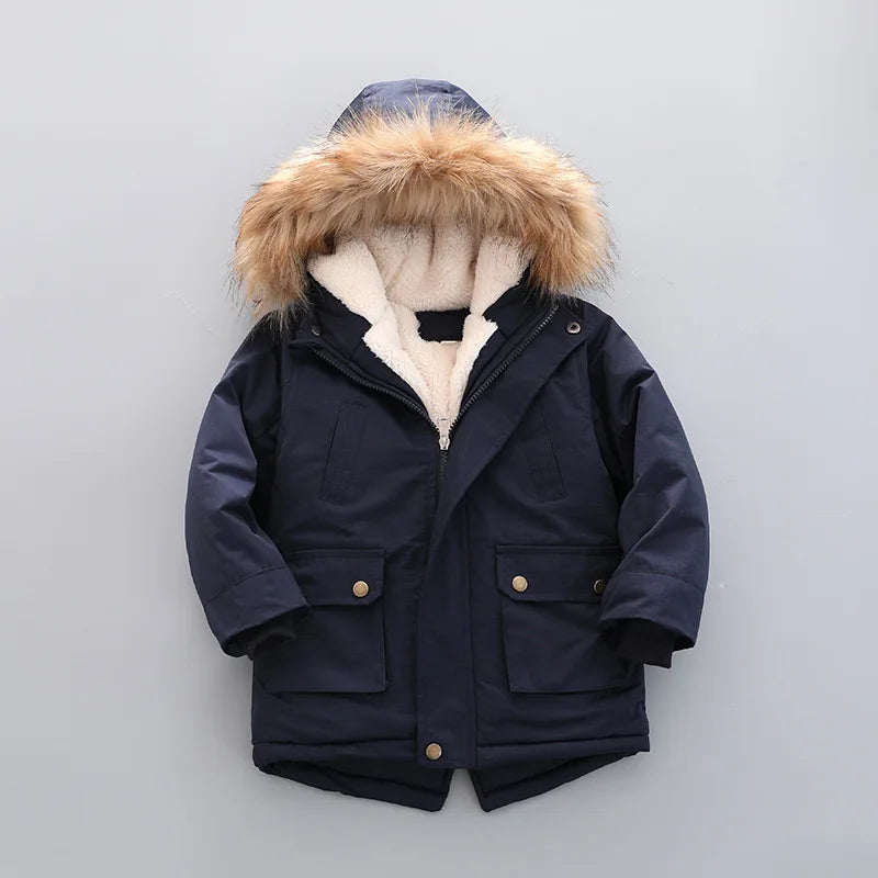 Kinder Winterjacke mit Kapuze & Fellkragen - Warm & Winddicht - 2-7 Jahre