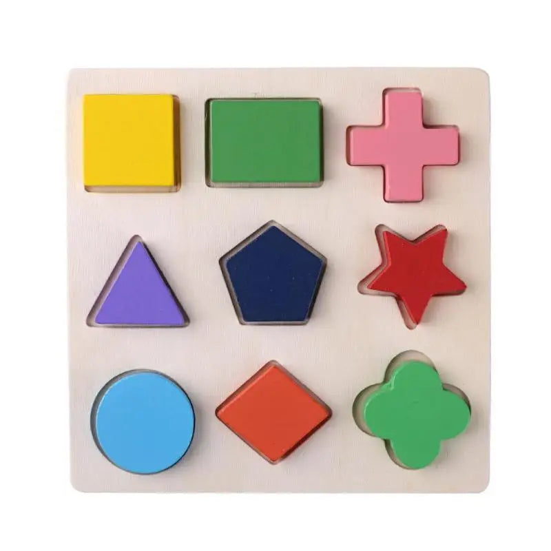 Montessori Holzpuzzle - Geometrische Formen & Farben - Frühes Lernspielzeug für Kleinkinder