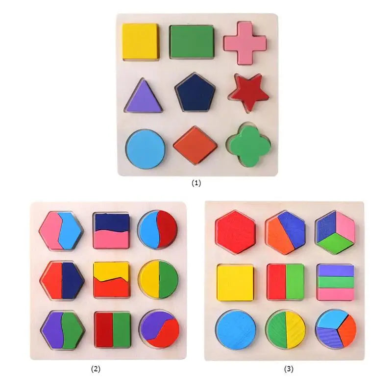Montessori Holzpuzzle - Geometrische Formen & Farben - Frühes Lernspielzeug für Kleinkinder