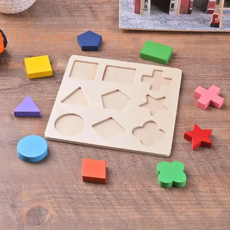 Montessori Holzpuzzle - Geometrische Formen & Farben - Frühes Lernspielzeug für Kleinkinder
