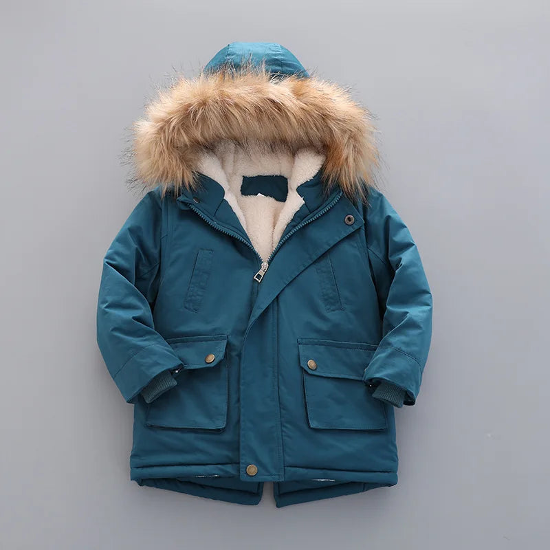 Kinder Winterjacke mit Kapuze & Fellkragen - Warm & Winddicht - 2-7 Jahre