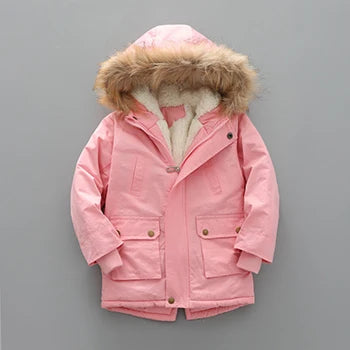 Kinder Winterjacke mit Kapuze & Fellkragen - Warm & Winddicht - 2-7 Jahre