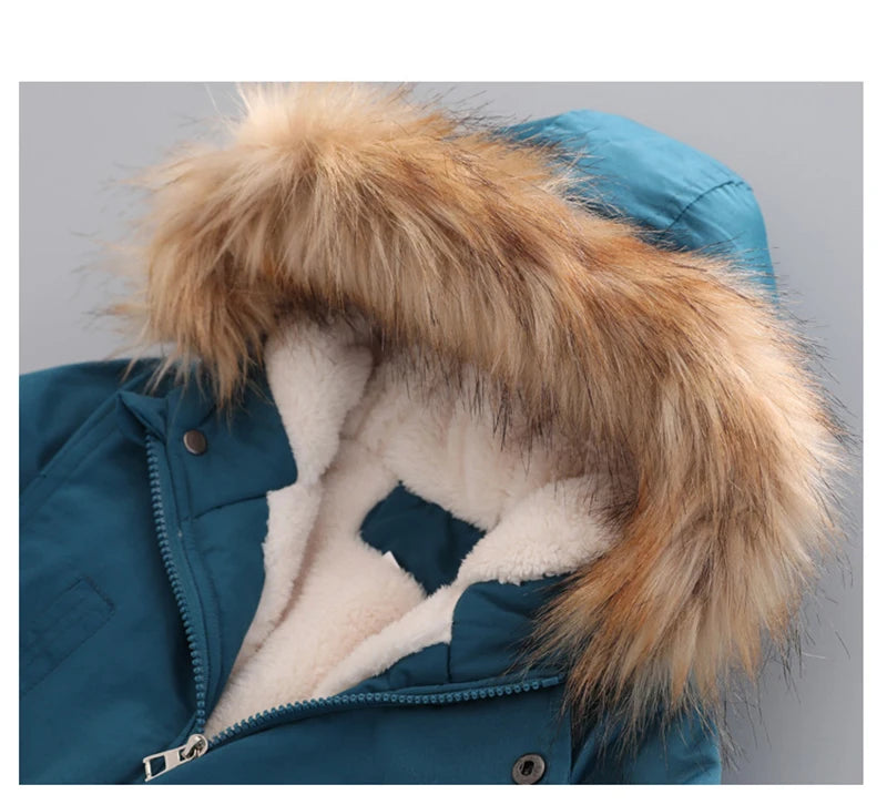 Kinder Winterjacke mit Kapuze & Fellkragen - Warm & Winddicht - 2-7 Jahre