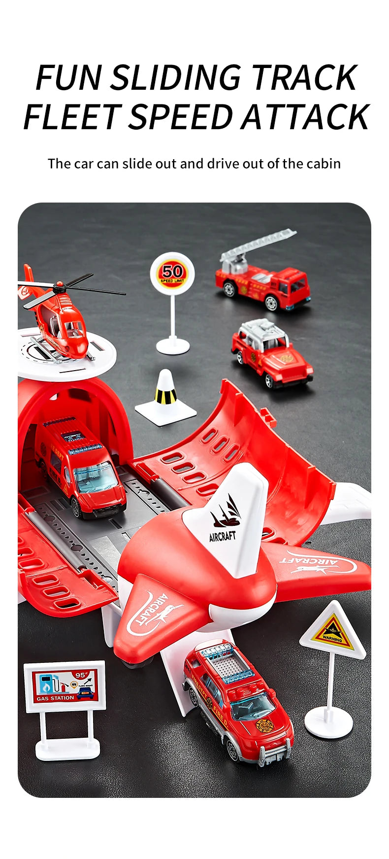 Flugzeug Spielset inkl. Autos, Helikopter & Verkehrszeichen