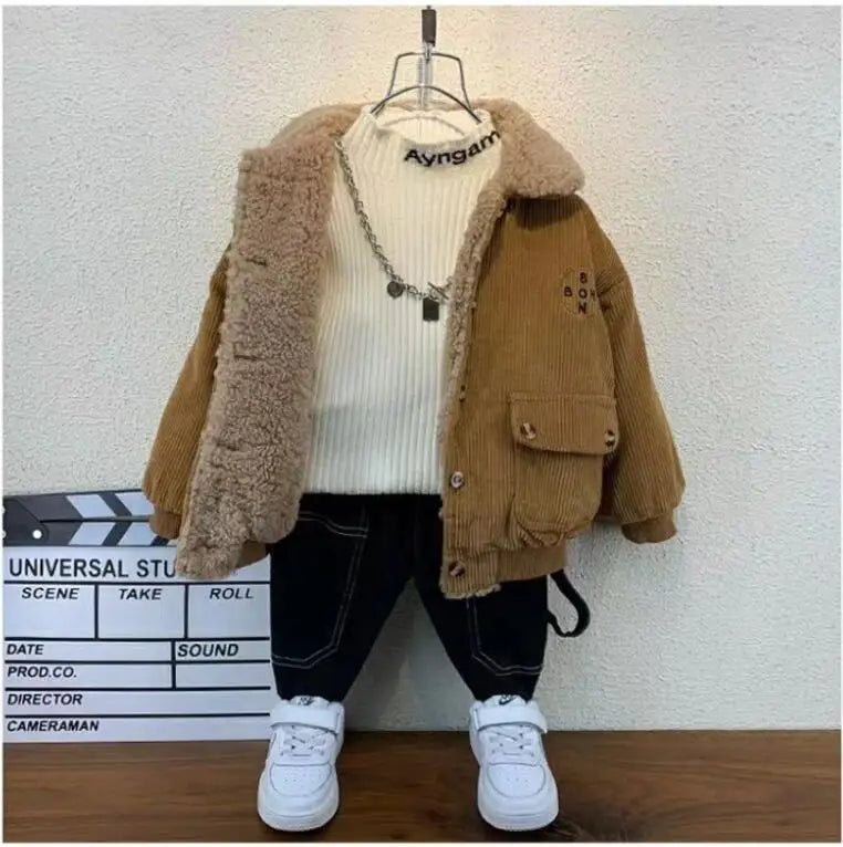 Jungen Cord-Jacke mit fleece - Warmer Wintermantel - 1-5 Jahre