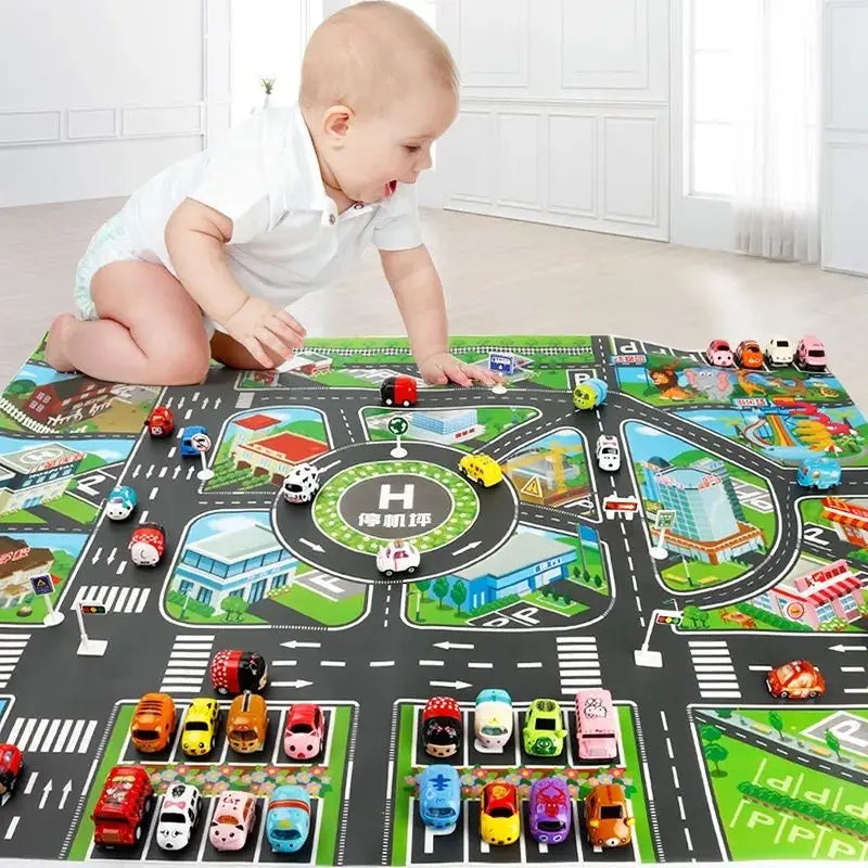 Spielteppich mit Straßenkarte für Kinder - Stadt & Verkehr