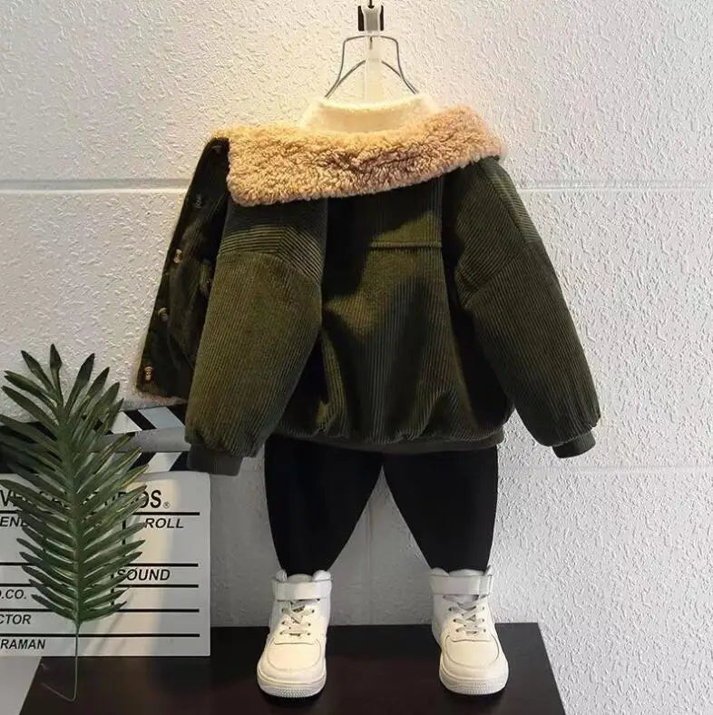 Jungen Cord-Jacke mit fleece - Warmer Wintermantel - 1-5 Jahre