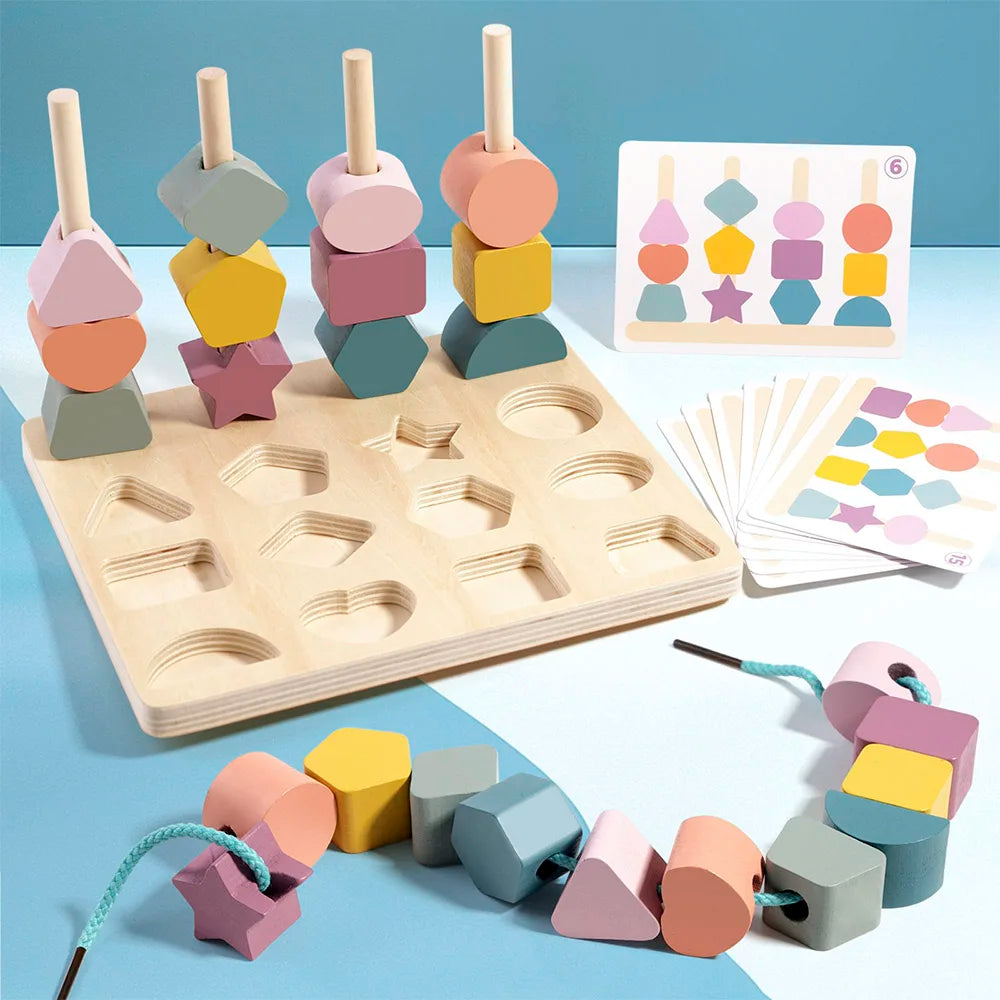 Montessori Holz-Steckpuzzle - Formen & Farben für Kinder