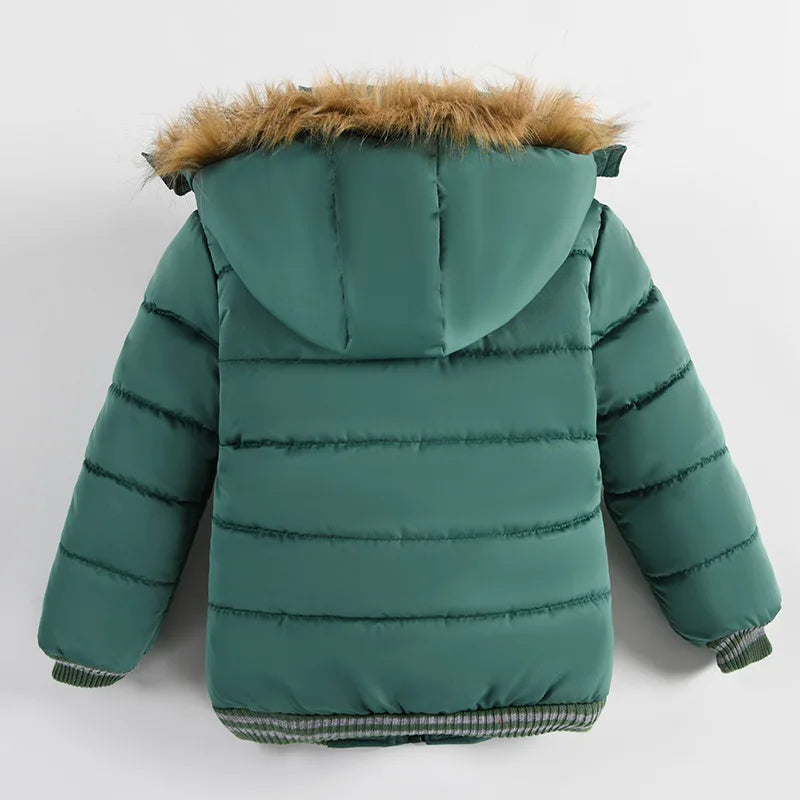 Jungen Winterjacke mit Kapuze & Fellkragen - Warm & Stylisch - 2-6 Jahre
