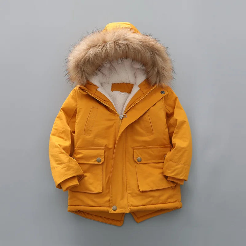 Kinder Winterjacke mit Kapuze & Fellkragen - Warm & Winddicht - 2-7 Jahre