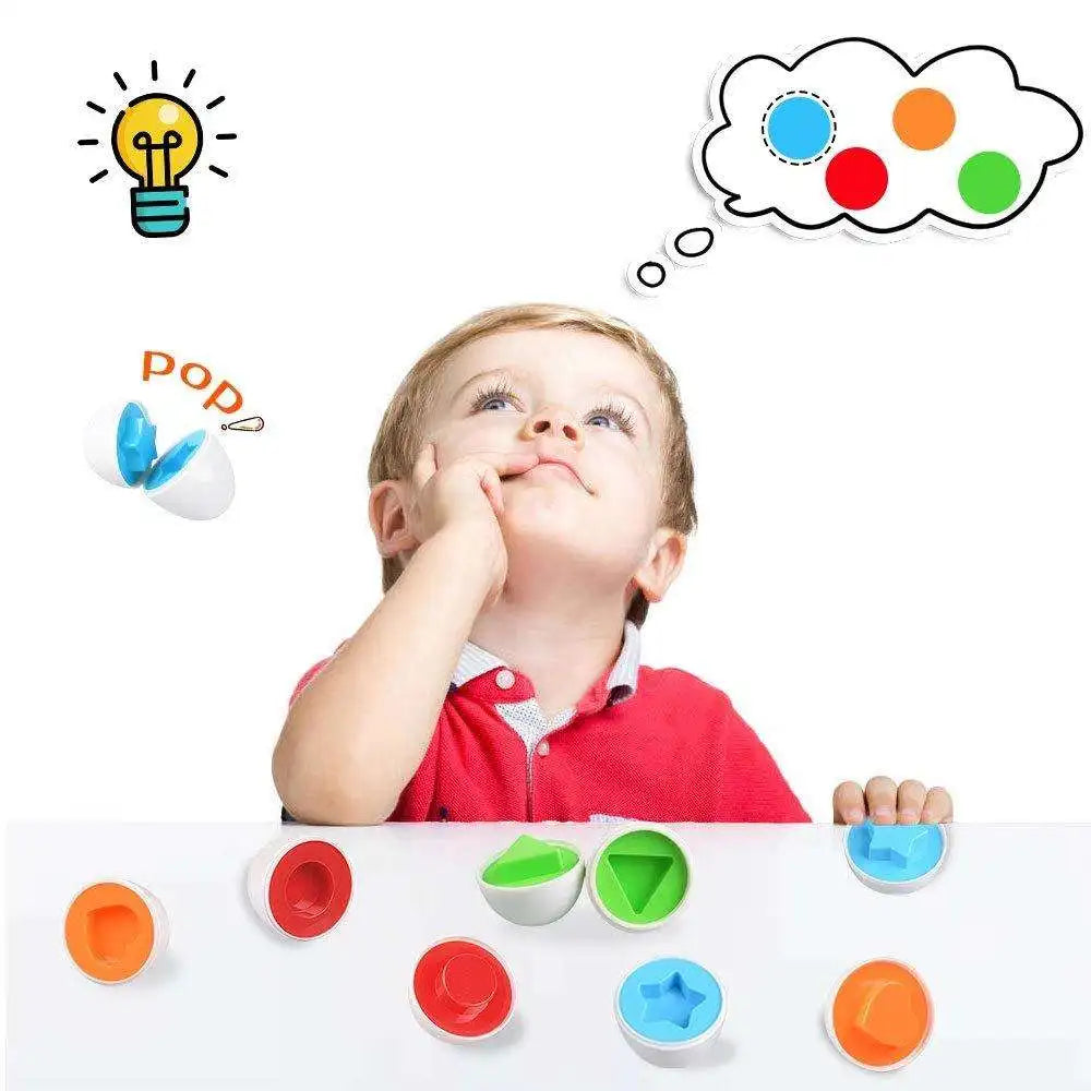 Eierpuzzle - Montessori Lernspielzeug - Formen- & Farben-Eier Set - 12 Teile