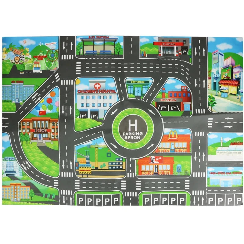 Spielteppich mit Straßenkarte für Kinder - Stadt & Verkehr