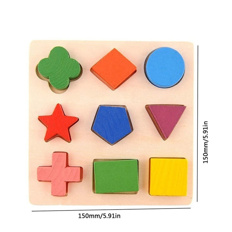 Montessori Holzpuzzle - Geometrische Formen & Farben - Frühes Lernspielzeug für Kleinkinder