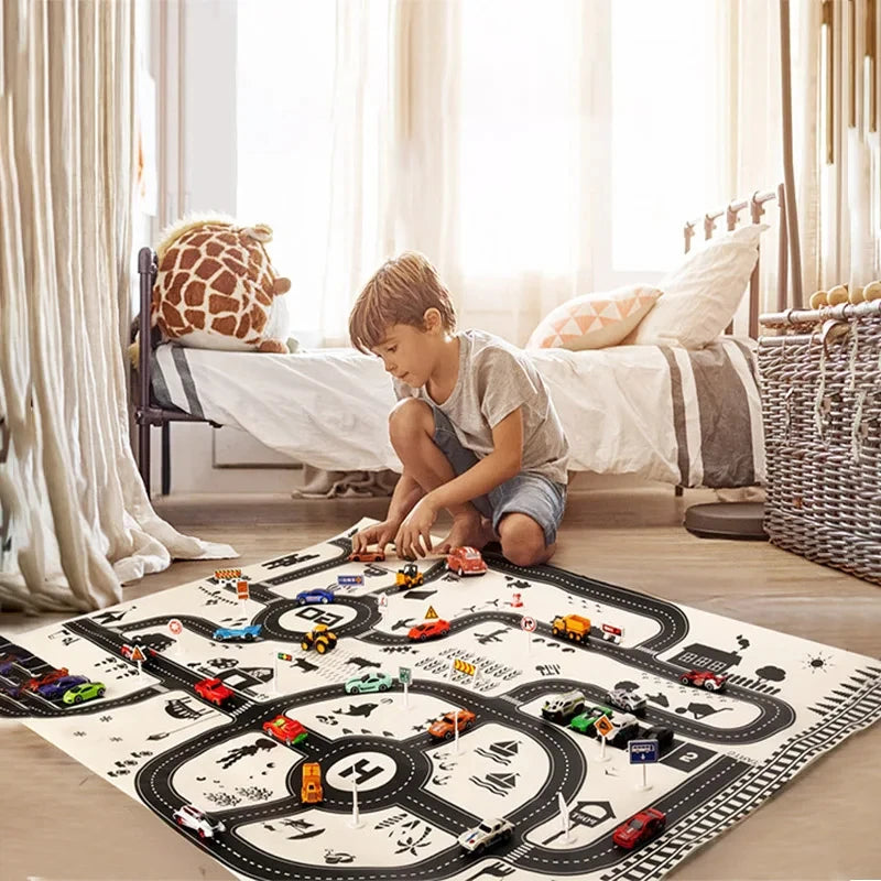 Spielteppich mit Straßenkarte für Kinder - Stadt & Verkehr