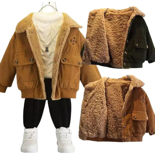 Jungen Cord-Jacke mit fleece - Warmer Wintermantel - 1-5 Jahre