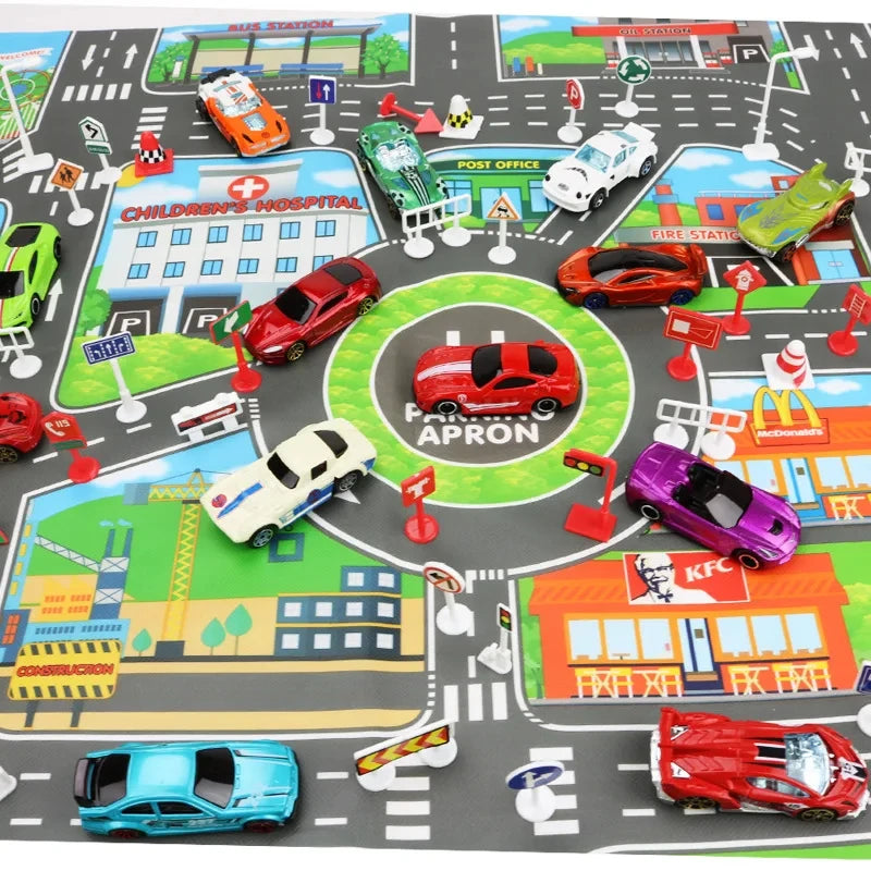 Spielteppich mit Straßenkarte für Kinder - Stadt & Verkehr