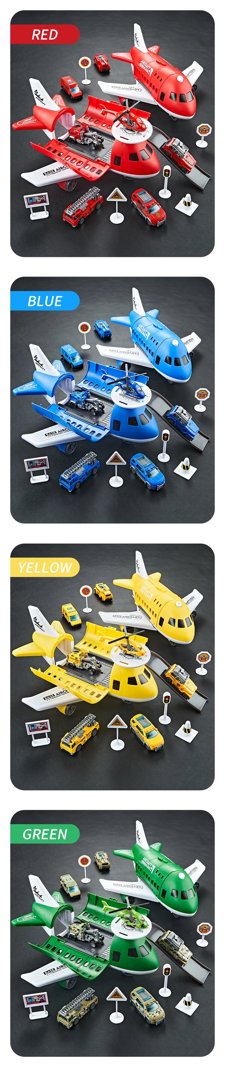 Flugzeug Spielset inkl. Autos, Helikopter & Verkehrszeichen