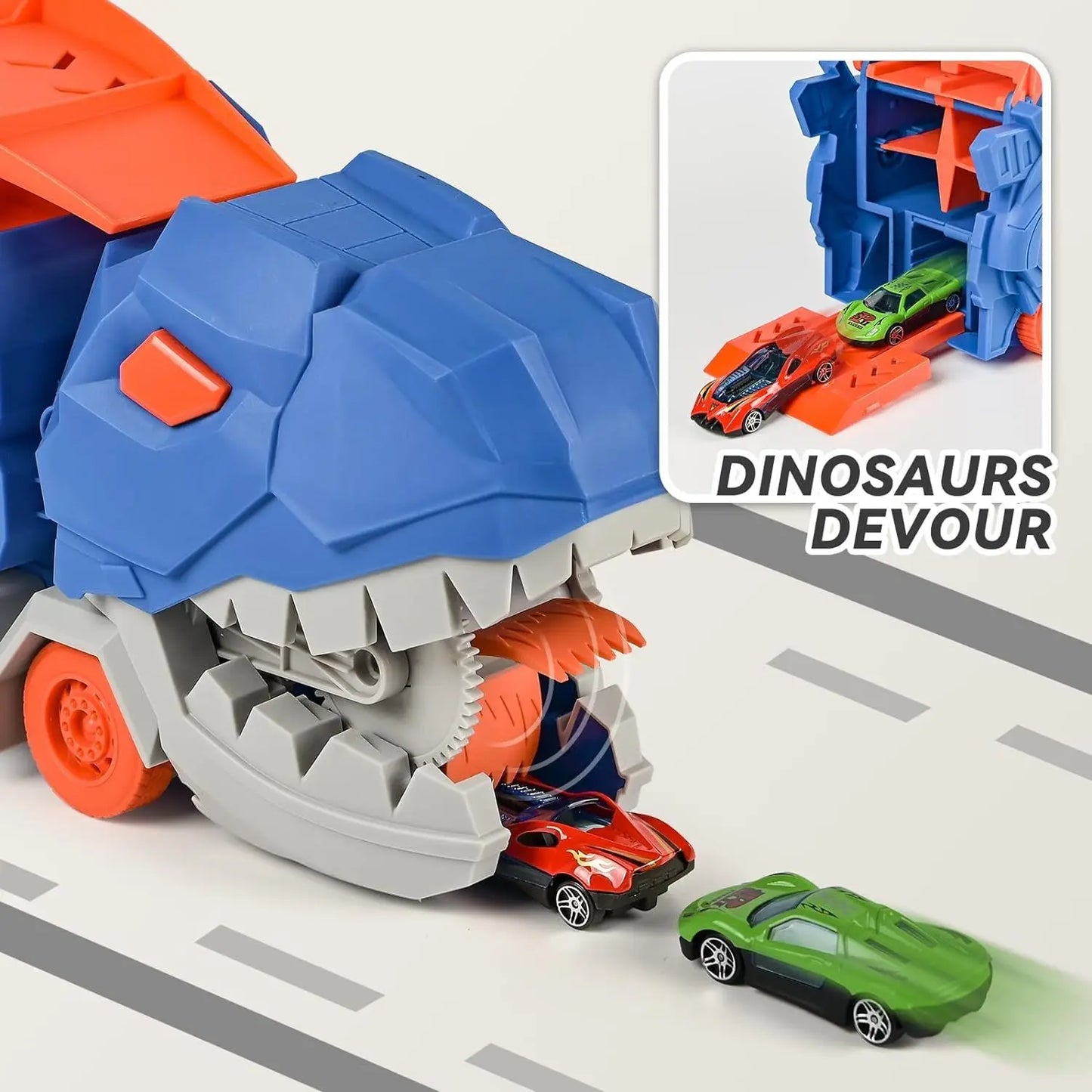 Dinosaurier Transport Truck mit Autos - Klappbarer Dino-Spielzeugtransporter