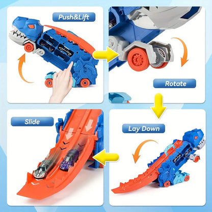 Dinosaurier Transport Truck mit Autos - Klappbarer Dino-Spielzeugtransporter