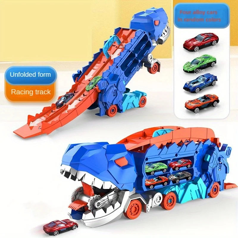 Dinosaurier Transport Truck mit Autos - Klappbarer Dino-Spielzeugtransporter