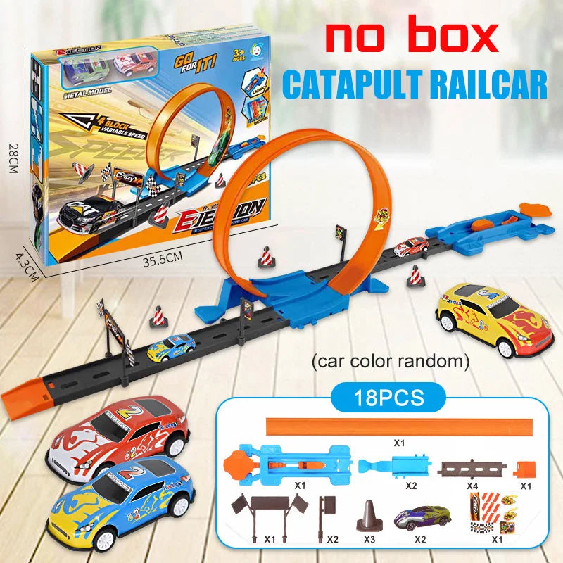 Stunt Geschwindigkeit Doppel Auto Räder Modell Spielzeug Für Kinder Racing Track Diy Montiert Schiene Kits Pädagogisches Interaktive Junge Kinder Spielzeug