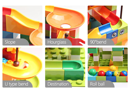 Kugelbahn Bauset für Kinder - Große Rutsch- & Trichterbahn