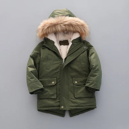 Kinder Winterjacke mit Kapuze & Fellkragen - Warm & Winddicht - 2-7 Jahre