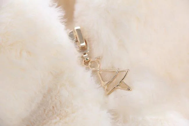 Kinder Weihnachts Plüschmantel mit Kunstfell & Kapuze - Warm & Festlich - 1-7 Jahre