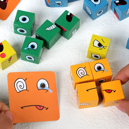 Emotionen Puzzle Spiel – Montessori Lernspielzeug mit Blöcken & Karten