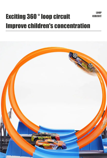 Stunt Geschwindigkeit Doppel Auto Räder Modell Spielzeug Für Kinder Racing Track Diy Montiert Schiene Kits Pädagogisches Interaktive Junge Kinder Spielzeug