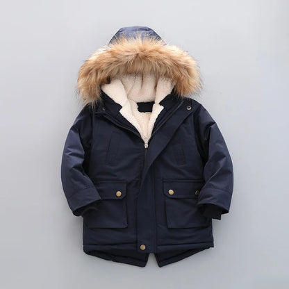 Kinder Winterjacke mit Kapuze & Fellkragen - Warm & Winddicht - 2-7 Jahre