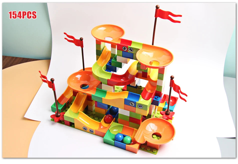 Kugelbahn Bauset für Kinder - Große Rutsch- & Trichterbahn