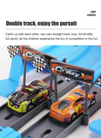 Stunt Geschwindigkeit Doppel Auto Räder Modell Spielzeug Für Kinder Racing Track Diy Montiert Schiene Kits Pädagogisches Interaktive Junge Kinder Spielzeug