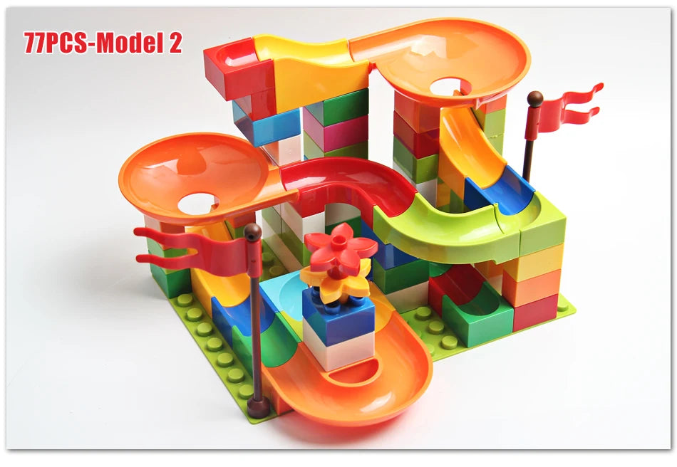 Kugelbahn Bauset für Kinder - Große Rutsch- & Trichterbahn