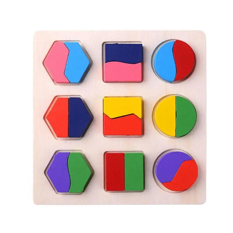 Montessori Holzpuzzle - Geometrische Formen & Farben - Frühes Lernspielzeug für Kleinkinder