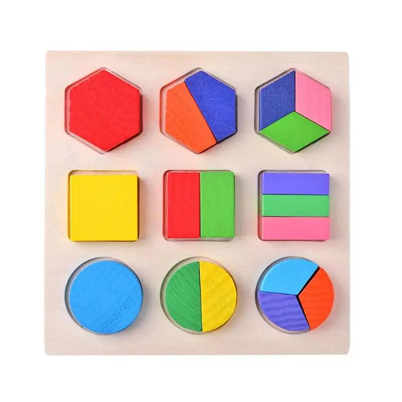 Montessori Holzpuzzle - Geometrische Formen & Farben - Frühes Lernspielzeug für Kleinkinder