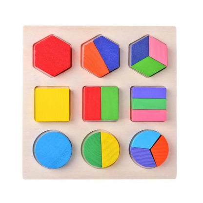 Montessori Holzpuzzle - Geometrische Formen & Farben - Frühes Lernspielzeug für Kleinkinder