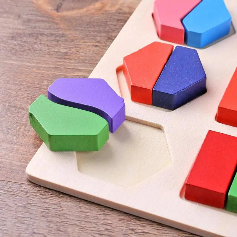 Montessori Holzpuzzle - Geometrische Formen & Farben - Frühes Lernspielzeug für Kleinkinder