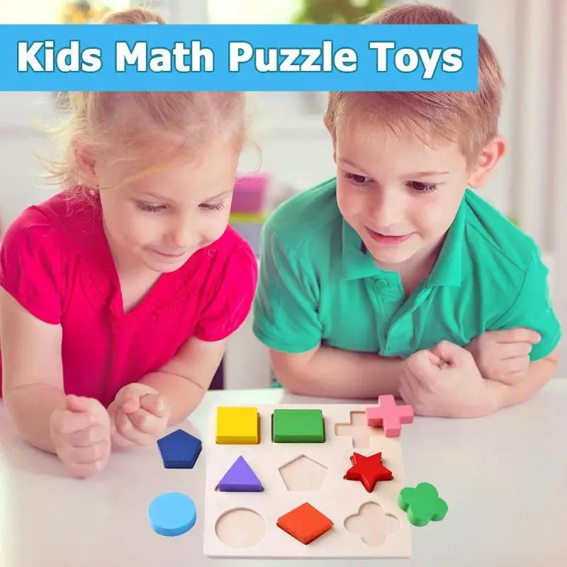 Montessori Holzpuzzle - Geometrische Formen & Farben - Frühes Lernspielzeug für Kleinkinder