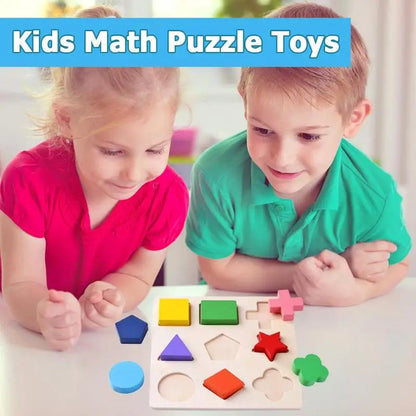 Montessori Holzpuzzle - Geometrische Formen & Farben - Frühes Lernspielzeug für Kleinkinder