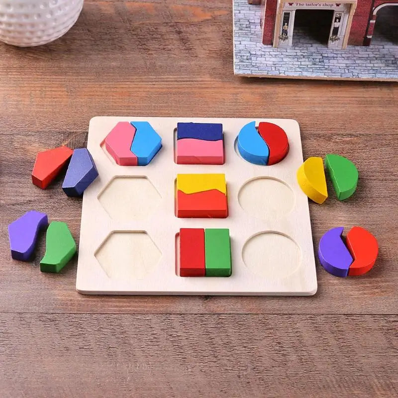 Montessori Holzpuzzle - Geometrische Formen & Farben - Frühes Lernspielzeug für Kleinkinder