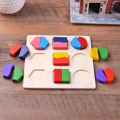 Montessori Holzpuzzle - Geometrische Formen & Farben - Frühes Lernspielzeug für Kleinkinder