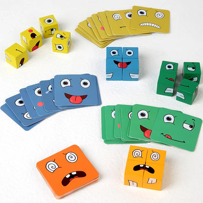 Emotionen Puzzle Spiel – Montessori Lernspielzeug mit Blöcken & Karten