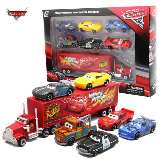 7 Teile/satz Disney Pixar Auto 3 Lightning m/c/Queen Jackson Storm Mack Truck 1:55 Diecast Metall Auto Modell Spielzeug junge Weihnachten Geschenk