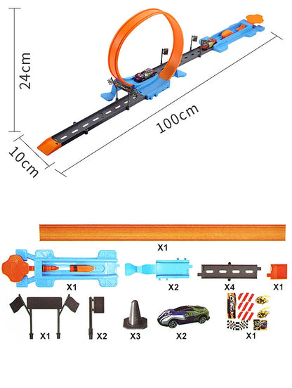 Stunt Geschwindigkeit Doppel Auto Räder Modell Spielzeug Für Kinder Racing Track Diy Montiert Schiene Kits Pädagogisches Interaktive Junge Kinder Spielzeug