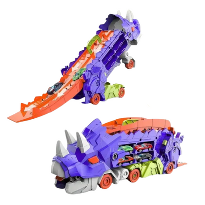 Dinosaurier Auto Rennbahn & Transporter - Mit 2 Metallautos